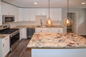 Before and after pictures of a residential home remodel.