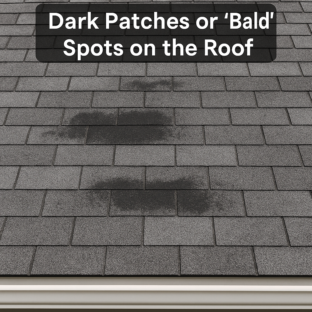 Dark patches or Bald spots on the roof