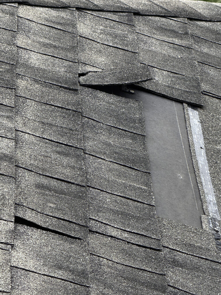 wind damage roof repair and Roof inspection after a storm