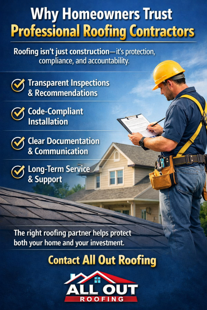 Why homeowners trust All Out Roofing,. Roofing is not just construction, its protection, compliance, and accountability.